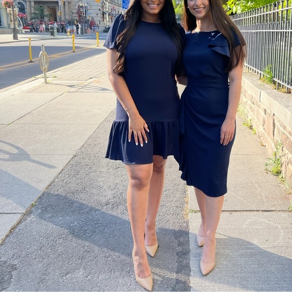 Dkny Dresses & Skirts - DKNY Navy Blue Midi Dress Drop Waisted